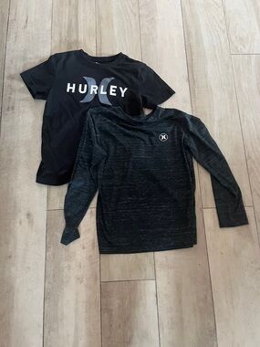 Hurley Black Short Sleeve Logo Tee with Black/Gray - Long Sleeve Top